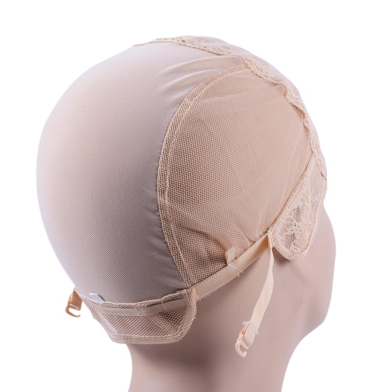 YANTAISIYU Double Lace Wig Caps for Making Wigs with Adjustable Strap on the Back Weaving Hairnets Swiss Lace Wig Cap (Blonde M 54cm) - Image 4